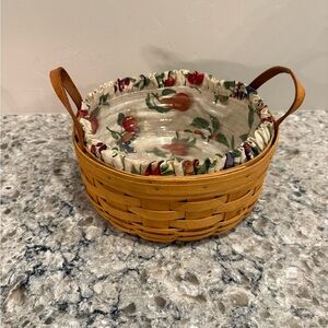 Longaberger 1998 Round Basket with Floral Liner